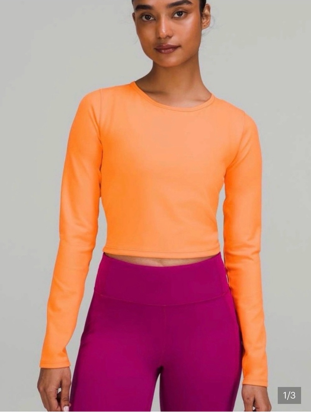 Lululemon wunder under  Sleeve Crop Top in Bright Orange